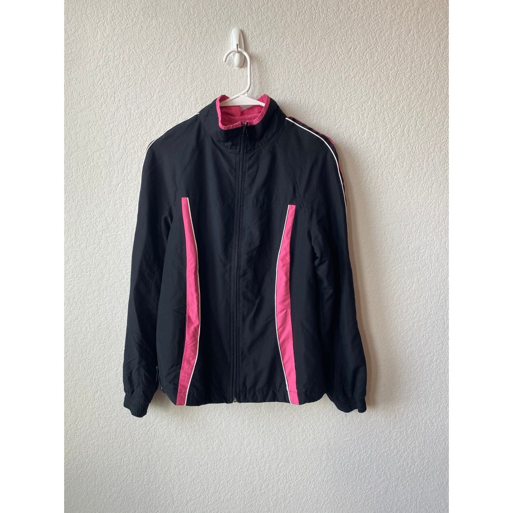 Tangerine Women Full Zip Athletic Y2K Windbreaker Size S Black Pink